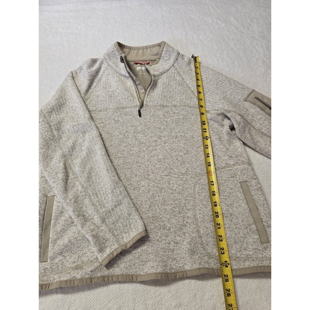 Bass Outdoor Mens L 1/4 Zip Fleece Pullover Tan Heather Mixed Media Sweatshirt